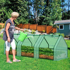 BPS 9x3x3 ft Mini Greenhouse with Green PE Cover UV-Protected Roll-Up Zipper Doors, Ideal for Indoor or Outdoor Use on Raised Garden Beds