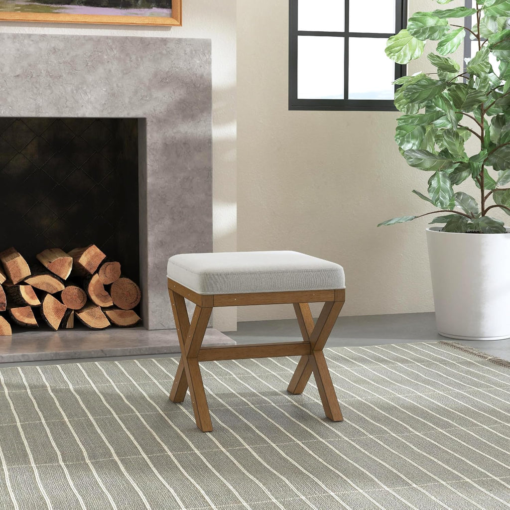 Hillsdale Somerset Backless Wood Vanity Stool for Makeup Room or Bathroom, Dark Driftwood