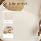 Zouron Mid-Century Swivel Dining Chair, Fabric Upholstered Accent Chairs with Bentwood Arms & Legs, Padded Armchair with Backrest for Kitchen, Dining Room, Living Room, Beige