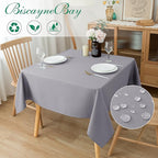 Biscaynebay Textured Fabric Square Tablecloths 90x90 Inches, Silver Grey Water Resistant Spill Proof Card Table Cloth Folding Table Cover for Dining, Kitchen, Wedding and Parties, Machine Washable