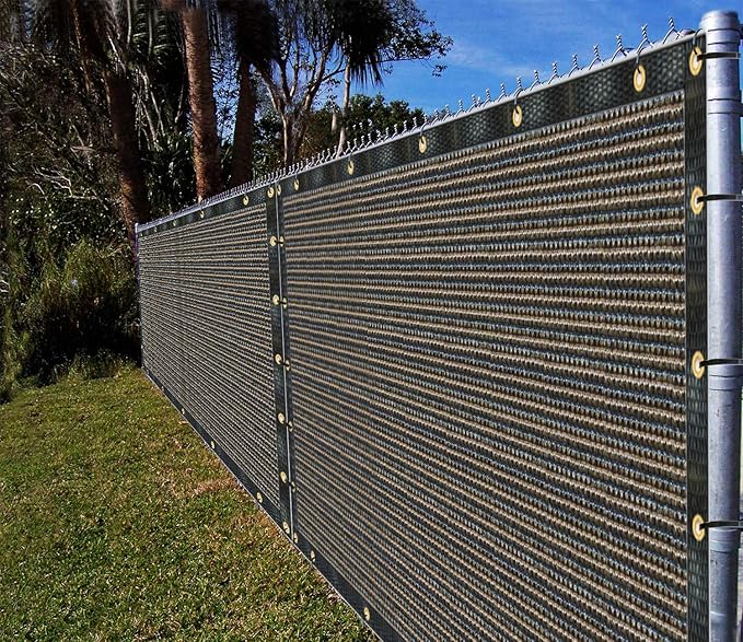 Ifenceview 6'x1' to 6'x100' Brown Shade Cloth Panels Fence Privacy Screen Fabric Mesh Net for Construction Site Yard Driveway Garden Railing Pool Balcony Canopy Awning 160 GSM (6' x 54')