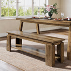 Tribesigns 63" Dining Bench for 2-3, Farmhouse Wooden Dining Room Bench with Storage Shelf for Kitchen & Dining Room