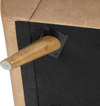 HomePop 60" Modern Storage Bench with Wood Legs - Sand Faux Leather