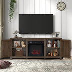 58 Inch Fireplace TV Stand for TV up to 65" | Farmhouse TV Stand with 18" Electric Fireplace, Rustic Entertainment Center with Storage, TV Stands for Living Room (Coffee)