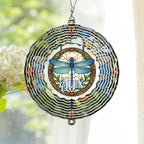 Personalized Dragonfly Wind Spinner 3D Stainless Steel, Dragonfly Garden Spinner Hanging Outdoor Decor, Wind Spinners Outdoor, Custom Gift for Grandmother, Mom, Wife