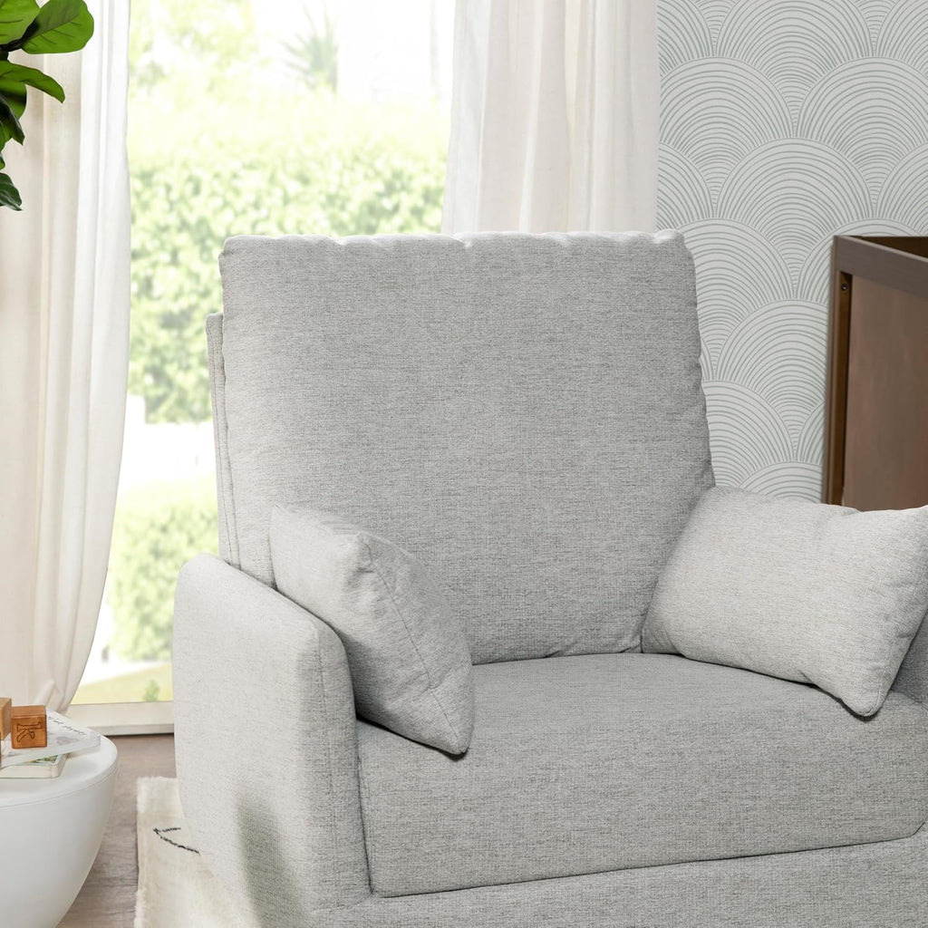 Davinci Juno Swivel Glider, GREENGUARD Gold Certified, Frost Grey | FSC & CertiPUR-US Certified Glider w/ 360° Swivel & Metal Base - Spacious Seating for Extra Comfort - Fully Assembled