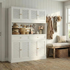 HIFIT 71“HX55“W Large Pantry Cabinet for Food Storage, Farmhouse Kitchen Hutch with Storage Drawers, Tall Kitchen Pantry Cabinet with Microwave Stand for Dining Living Room, White