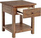 Coaster Home Furnishings Payne 1-Drawer Wood End Table with Shelf Distressed Brown