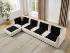 VANOMi U Shape Modular Sectional Sofa Couch for Living Room, Oversized Modern Sleeper Cloud Couch with Deep Seat Double-Layer Thick Cushion Ottoman, Convertible Upholstered Sofa Set, Ivory White