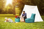 GOUCHEE Design Swing Brava Collection Polyester Upholstered Bean Bag Armless Lounge Chair, X-Large, Turquoise