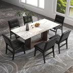 civama Faux Leather Dining Chairs Set of 6, Dining Room Armless Kitchen Chairs with Comfy Back, Solid Wood Frame & Upholstered Cushion for Living Room, Cafe and Restaurant, Black