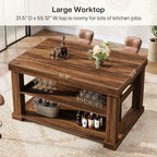 Tribesigns 55-Inch Dining Table for 6, Rectangular Counter Height Dining Table with Storage Shelves, High Top Kitchen Table with Large Tabletop and Stable Wooden Structure, Farmhouse Style, Dark Brown