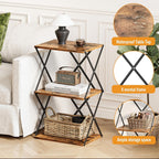 3-Tier End Table Small Side Table Tall Bedside Night Stand with Storage Sofa Side desks for Living Room Bedroom Office Bathroom Small Space Rustic Brown ET-03RB