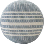 LR Home Simple Stripe Indoor Outdoor Pouf, Blue/White/Pink/Black, 20" x 20" x 20"