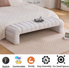 Arched Ottoman Bench for Bedroom Living Room,69.7" Chenille Long Benches for Bed End King Size,Modern Channel Tufted Seating Bench for Entryway,Window,Bedside (Ivory, 69.7")
