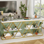 Garvee 3 Tier Console Table with Open Wood Shelves,39" Industrial Entryway Table,Sofa Table,Narrow Wood Accent Tables with Metal Frame for Hallway,Living Room,Behind Couch,Foyer,Entrance,White