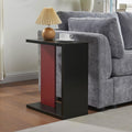 Kings Brand Furniture Hayward Side Table for Couch, Snack and Laptop Modern Accent Table, Black/Red