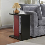 Kings Brand Furniture Hayward Side Table for Couch, Snack and Laptop Modern Accent Table, Black/Red
