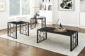 Polay 3pc Stylish Occasional Table Set Marble Print Tempered Glass Top | Features marble print tempered glass tops, metal base with lower shelf for storage. Ideal for modern living room, office