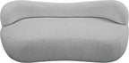 Meridian Furniture 119Grey Flair Collection Modern | Contemporary Boucle Fabric Upholstered Bench with Curved Back Design, Grey, 62" W x 23" D x 24" H