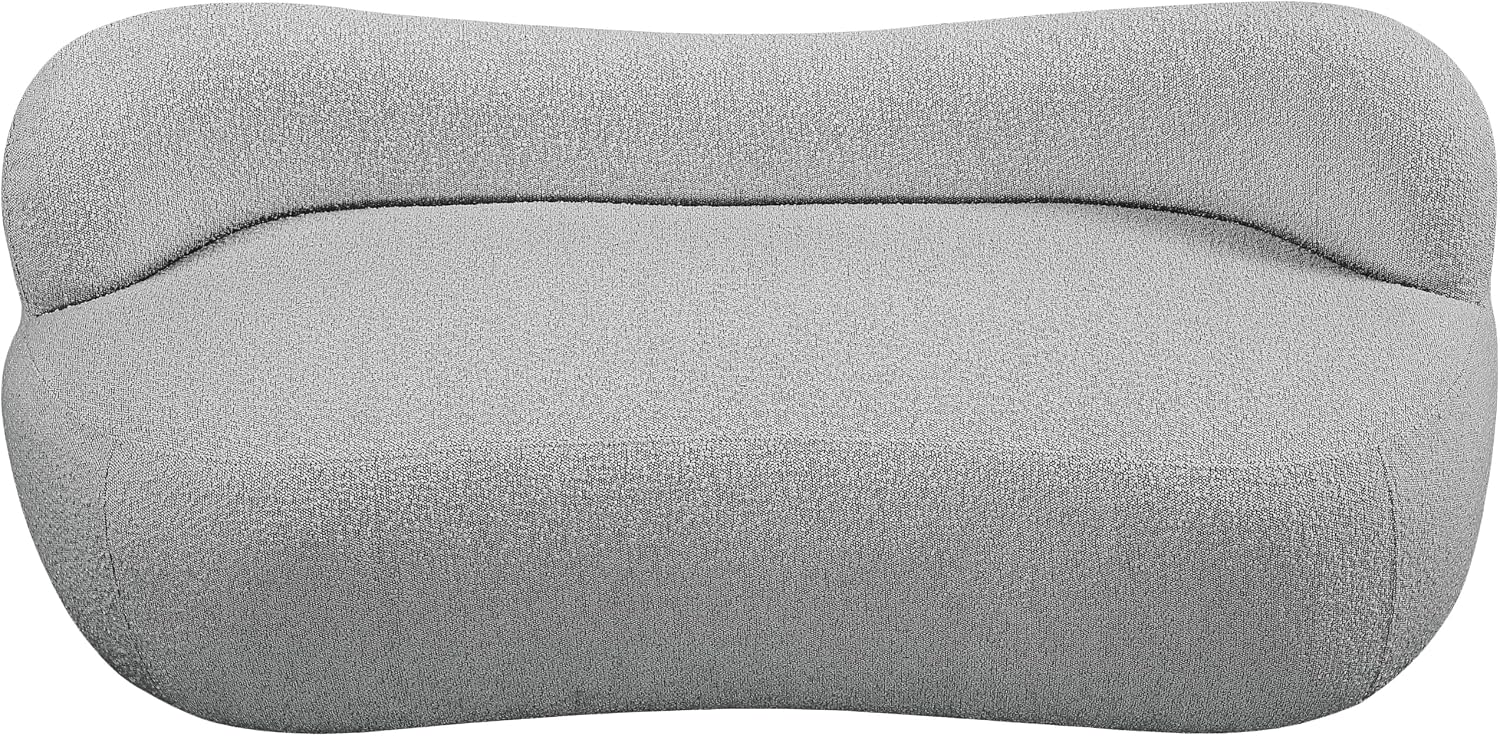 Meridian Furniture 119Grey Flair Collection Modern | Contemporary Boucle Fabric Upholstered Bench with Curved Back Design, Grey, 62" W x 23" D x 24" H