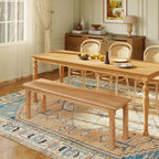 Dining Bench 55.1" Wood Solid Oak Wooden Bed End/Entryway Bench for Bedroom Living Room Kitchen(Nature)