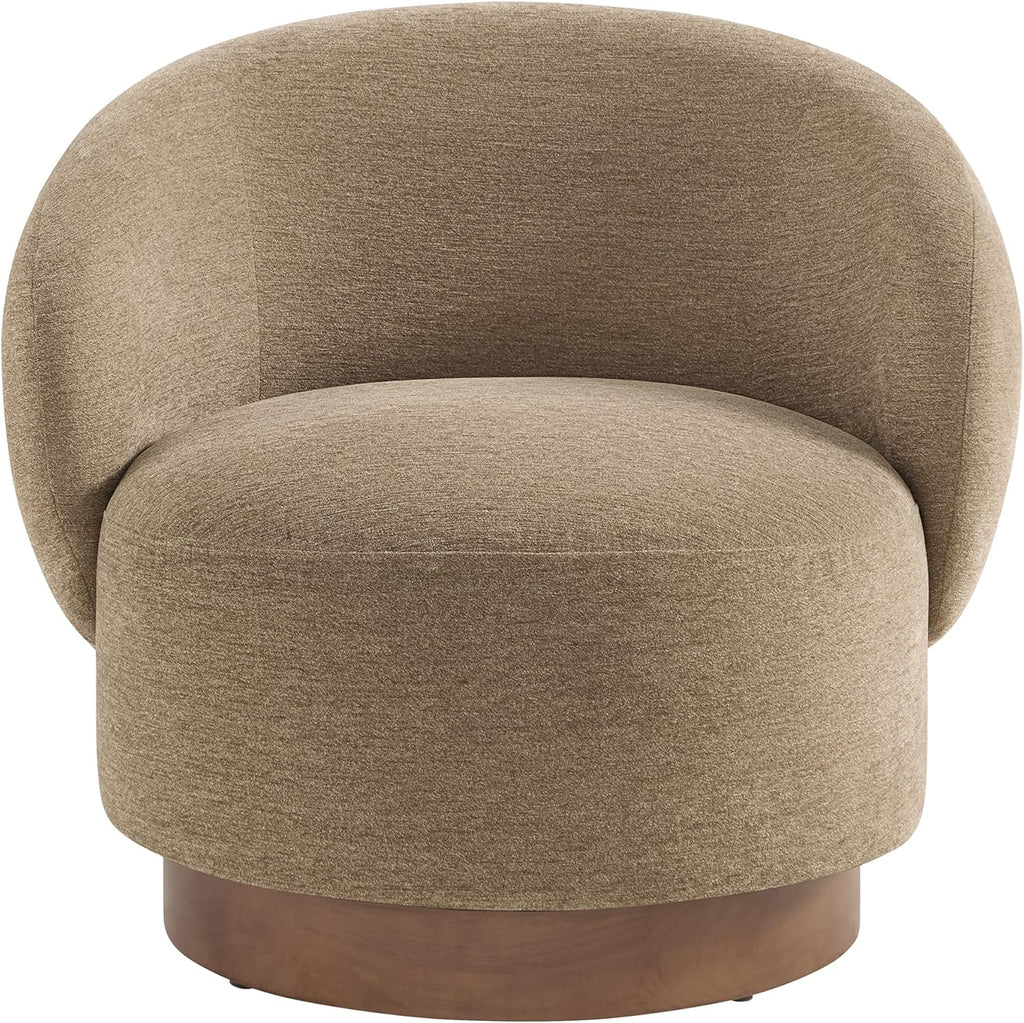 KISLOT Swivel Accent Chair Modern Round Barrel Armchair with Upholstered Performance Fabric for Living Room Bedroom Waitingroom,1 Box,Brown
