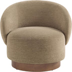 KISLOT Swivel Accent Chair Modern Round Barrel Armchair with Upholstered Performance Fabric for Living Room Bedroom Waitingroom,1 Box,Brown