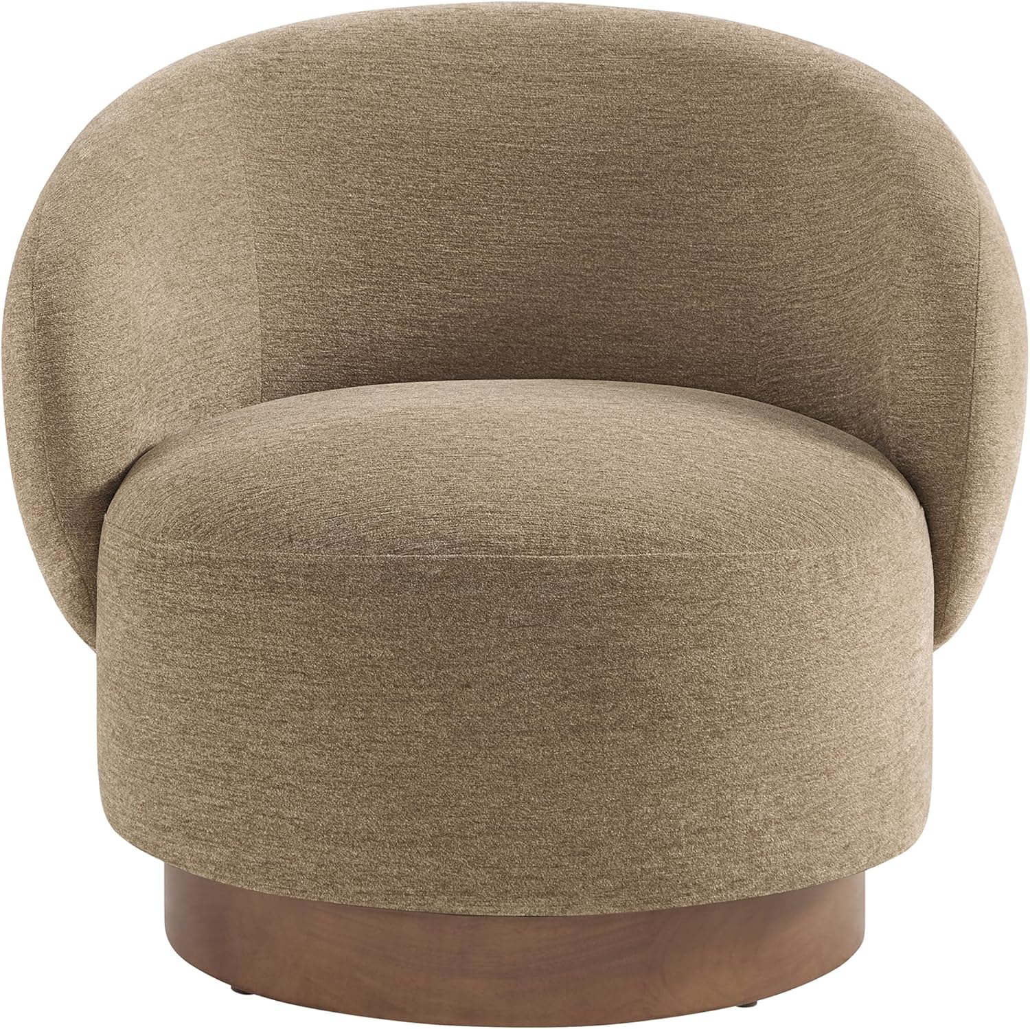 KISLOT Swivel Accent Chair Modern Round Barrel Armchair with Upholstered Performance Fabric for Living Room Bedroom Waitingroom,1 Box,Brown