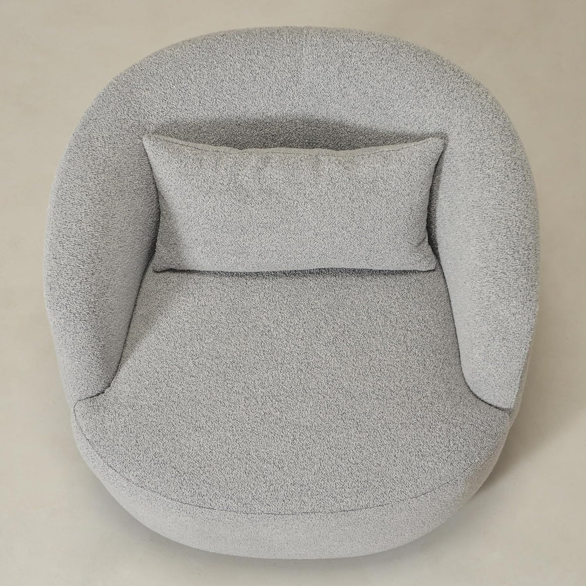 KINWELL 34" Wide Sherpa Swivel Barrel Chairs Set of 2, No Assembly Round Boucle Upholstered Accent Chairs Armchairs Single Sofa Chair with Toss Pillow for Living Room and Bedroom, Gray