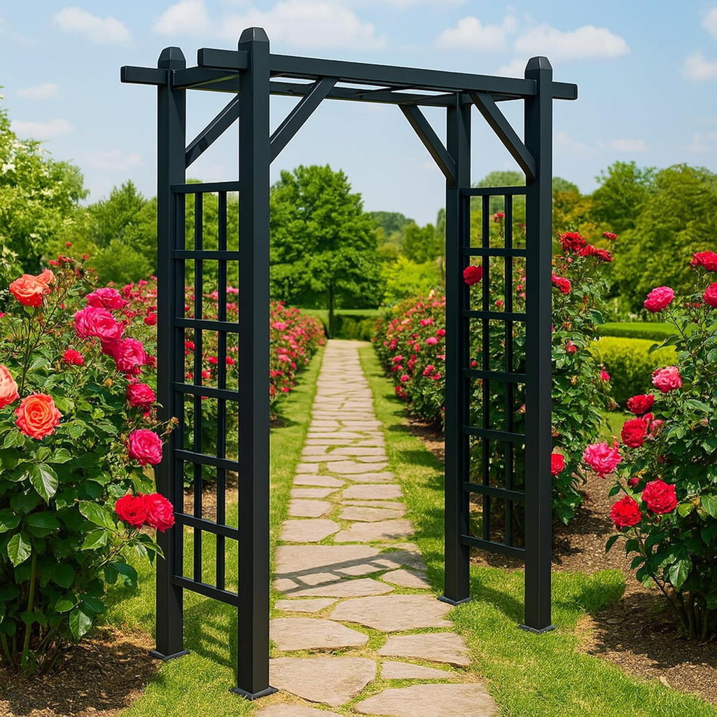 Black Modern Aluminum Garden Arbor Arch