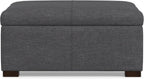 SIMPLIHOME Gabbie 36" Wide Linen Look Fabric Storage Ottoman in Slate Grey | Contemporary ottoman with lift-top storage; rectangle storage bench for living room, bedroom, and entryway.