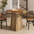 Tribesigns 31.5-Inch Round Dining Room Table for 2-4, Farmhouse Small Kitchen Dinner Table with Square Base for Dining Room Living Room, Rustic Brown