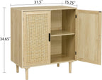 Finnhomy Sideboard Buffet Cabinet, Kitchen Storage Sideboard with Rattan Decorated Doors, Liquor Coffee Buffet, Dining Room, Hallway, Console Table, Accent Cabinet, 31.5X 15.8X 34.6 Inches, Natural