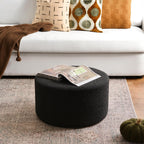 KINWELL Modern Round Boucle Ottoman (24" D x 24" W x 13" H) | Upholstered Multi-Functional Sofa Footrest, Side Table, Extra Seating for Living Room, Bedroom, Entryway