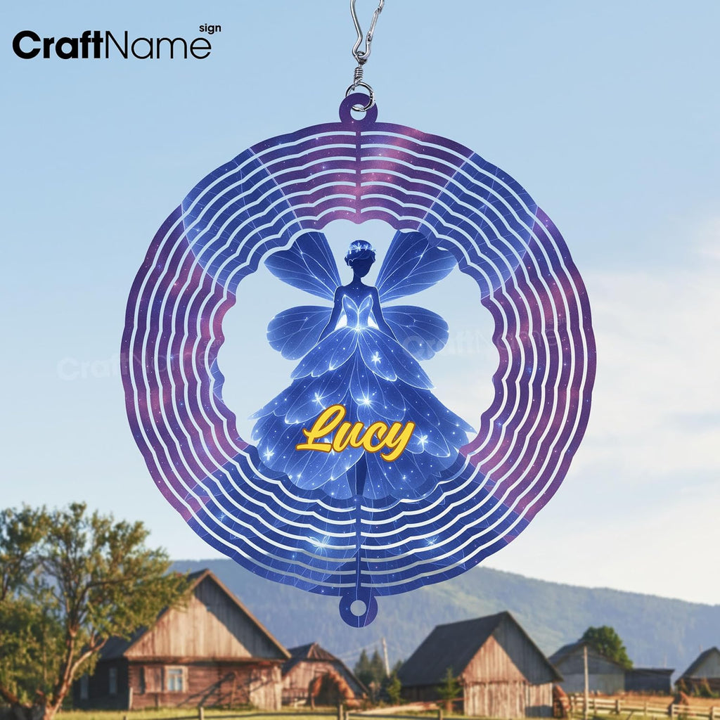Personalized Girl Wind Spinner 3D Stainless Steel, Girl Garden Spinner Hanging Outdoor Decor, Wind Spinners Outdoor, Custom Gift for Grandmother, Mom, Wife