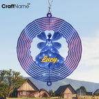 Personalized Girl Wind Spinner 3D Stainless Steel, Girl Garden Spinner Hanging Outdoor Decor, Wind Spinners Outdoor, Custom Gift for Grandmother, Mom, Wife