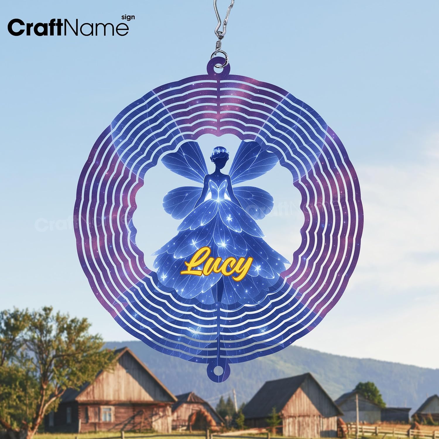 Personalized Girl Wind Spinner 3D Stainless Steel, Girl Garden Spinner Hanging Outdoor Decor, Wind Spinners Outdoor, Custom Gift for Grandmother, Mom, Wife