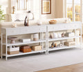 47" console table Set of 2 with 3 Drawers, Sofa Table for Behind Couch | Industrial Hallway Table with Open Wooden Shelves for Hallway, Entry Way, Living Room, Kitchen, Foyer, White