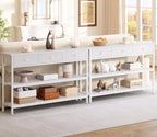 47" console table Set of 2 with 3 Drawers, Sofa Table for Behind Couch | Industrial Hallway Table with Open Wooden Shelves for Hallway, Entry Way, Living Room, Kitchen, Foyer, White