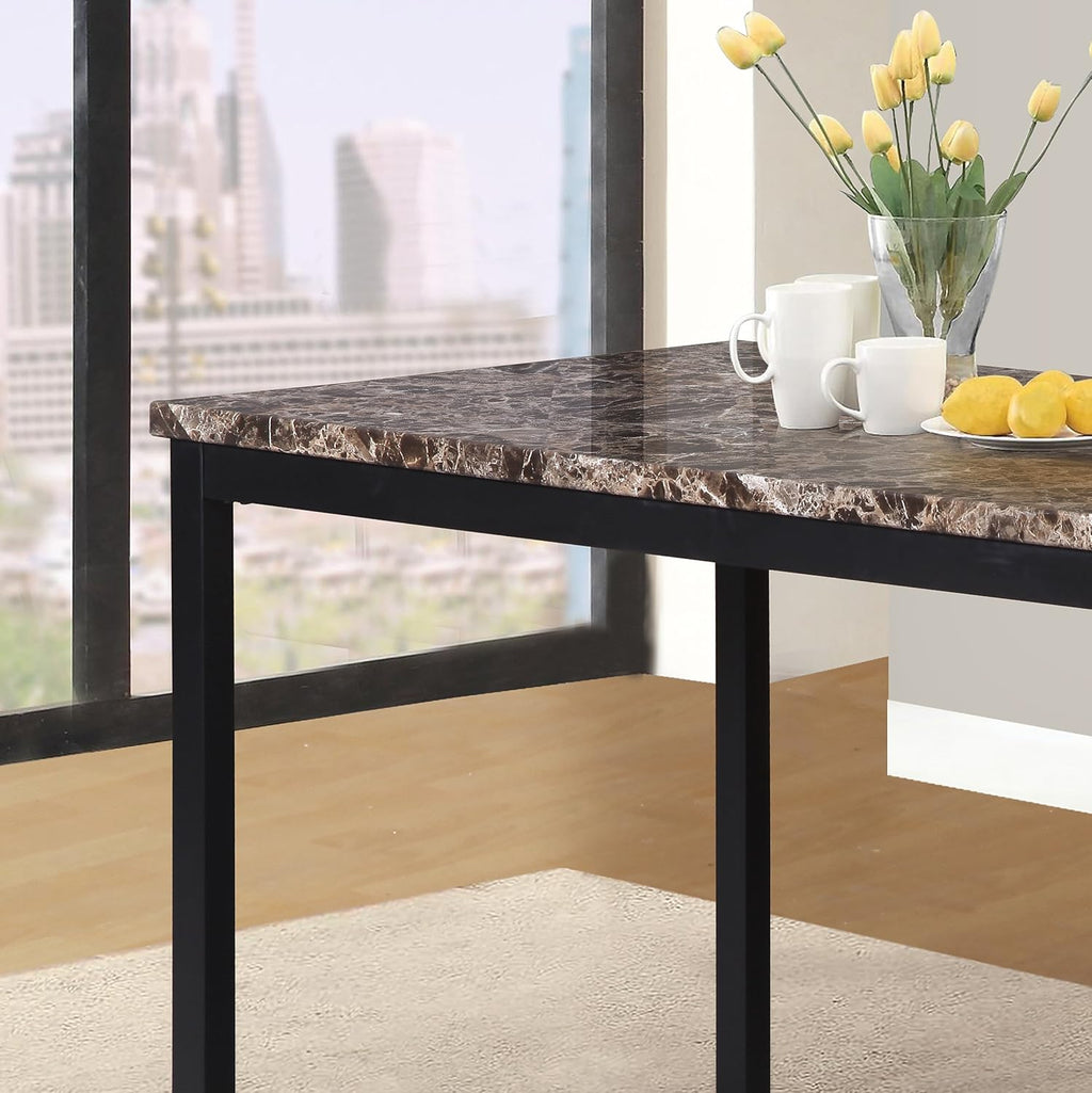 Metal Dining Table with Laminated Faux Marble Top Black - 45" Square Contemporary Kitchen Table for 4 Sturdy Metal Legs Easy Assembly