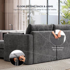 Ihanherry 146" Oversized Modular Sectional Sofa, Modern V Shaped Cloud Couch with 2 Storage Ottoman, 8-Seat Comfy Chenille Deep Seat Sofa with 2 Pillows for Living Room, Grey