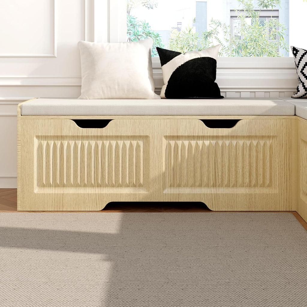 L Shape Storage Bench, Kitchen Breakfast Nook Bench, L Shaped Bench,Backless Corner Bench Nook with Storage,for Entryway,Dining Room,Kitchen (Natural)