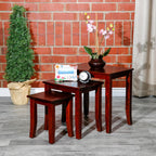 Cherry Finish Nesting Table Set, 3 Pieces, Compact and Functional, Great for Small Spaces, Modern and Classic Style, Durable Construction, Easy to Move and Store