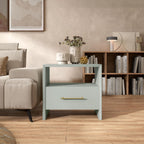 HOMES: Inside + Out Elle Modern 23-inch Rectangular End Table with Drawer and Open Shelf, Wooden Small Nightstand for Living Room, Home Office, Apartment, Small Spaces, Mint Green