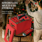 Simple Houseware Heavy-Duty Christmas Ornament Organizer Bin with 6 Padded Wraps, Adjustable Dividers for 12-inch Nutcrackers & Holiday Decorations, Clear Window
