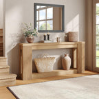 Maupvit Fluted Wooden Console Table with 2 Storage, 71 Inches Rectangular Entryway Table Behind The Couch, Farmhouse Boho Sofa Table for Entrance, Hallway, Living Room (Natural)