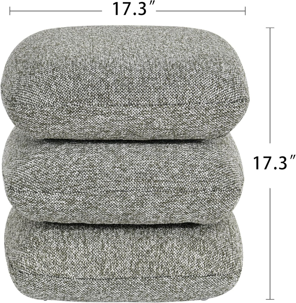 DUHOME 360°Swivel Upholstered Square Ottoman with Storage,Modern Boucle Ottoman Coffee Table with Removable Top White Vanity Stool with Storage for Bedroom, Living Room, Dark Green