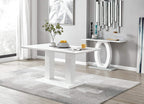 Furniturebox Imperia High Gloss Rectangular Dining Table – Multiple Colors Available - Modern 4-6-Seater Table Only (White, 6 Seater)