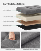 SONGMICS Small Folding Storage Ottoman, 15.7 x 12.2 x 12.2 Inches | Foot Rest Stool, 286 lb Load Capacity, Slate Gray and Ink Black, MINOTA Collection ULSF102G21